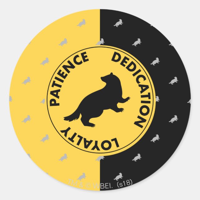Sticker Rond Harry Potter | Traits de la maison POUFFEFLAM™ Gra (Devant)