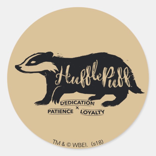 Sticker Rond Harry Potter | Typographie de silhouette HUFLEPUFF (Devant)