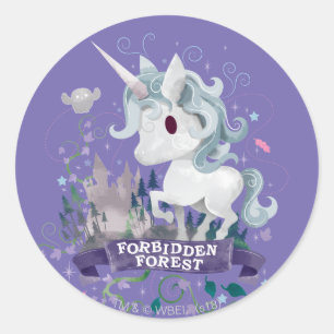 Sticker Rond Harry Potter Unicorne Graphique Forêt Interdite