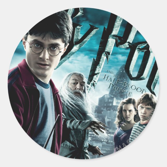 Sticker Rond Harry Potter With Dumbledore Ron and Hermione 1 (Devant)