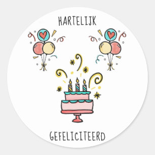 Sticker Rond Hartelijk   Joyeux anniversaire