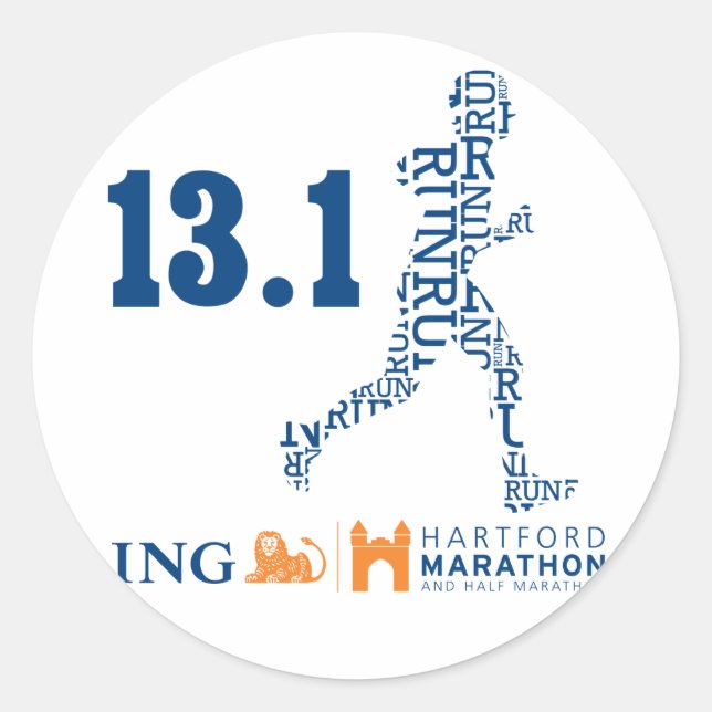 Sticker Rond Hartford Half-Marathon : 13.1 (Devant)