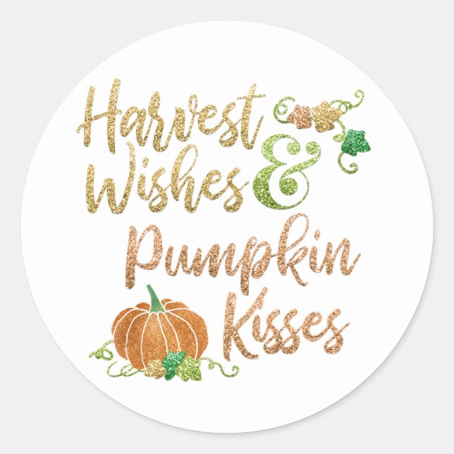 Sticker Rond Harvest souhaite Citrouille Bisses Parties scintil (Devant)