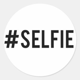 Sticker Rond Hash tag selfie, mot art, design de texte pour t-s