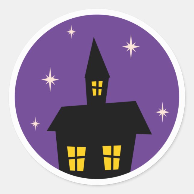 Sticker Rond Hauné Mansion violet Halloween (Devant)