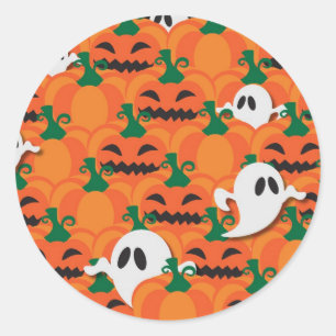 Sticker Rond Haunted Halloween Citrouille Patch Ghosts