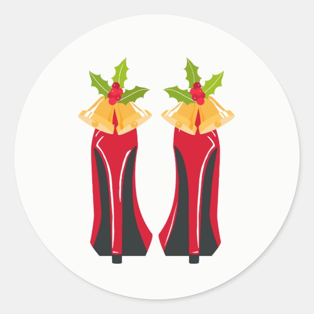 Sticker Rond Haut talons rouges avec cloches de Noël (Devant)