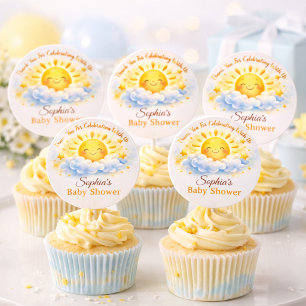 Sticker Rond Hauts de gâteau de Baby Shower Thème Ensoleillé