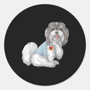 Sticker Rond Havanais I Love Maman Tattoo Chien Drôle Mères Jou