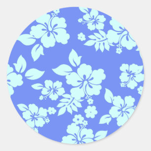 Sticker Rond Hawaïen bleu
