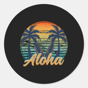 Sticker Rond Hawaii Aloha Beach Island
