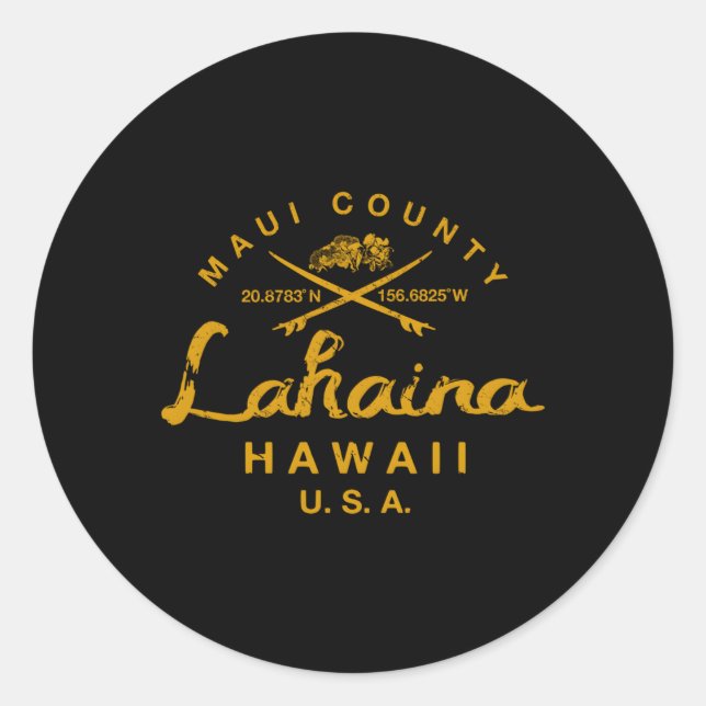 Sticker Rond Hawaii Lahaina Maui Surf (Devant)