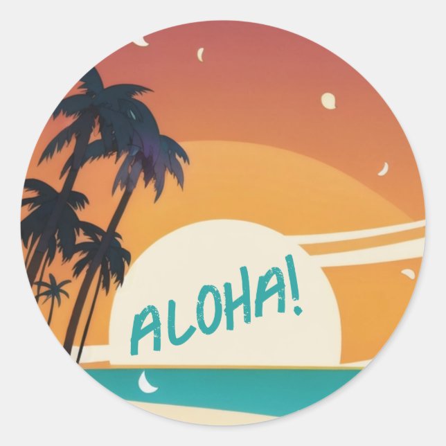 Sticker Rond Hawaiian/Aloha/Tropical/plage (Devant)