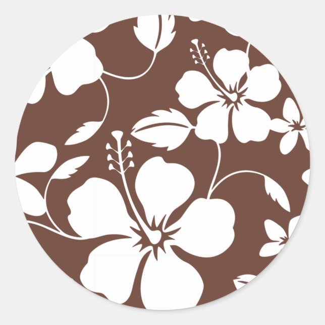 STICKER ROND HAWAIIAN HULA (HIBISCUS) BROWN (Devant)