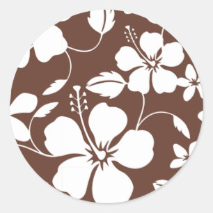 STICKER ROND HAWAIIAN HULA (HIBISCUS) BROWN