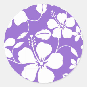 STICKER ROND HAWAIIAN HULA (HIBISCUS) LUMIÈRE PURPLE