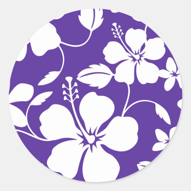 STICKER ROND HAWAIIAN HULA (HIBISCUS) PURPLE (Devant)