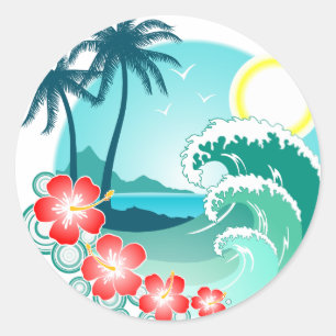 Sticker Rond Hawaiian Island 2