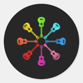 Sticker Rond Hawaiian Ukulele Uke Rainbow Ukulele
