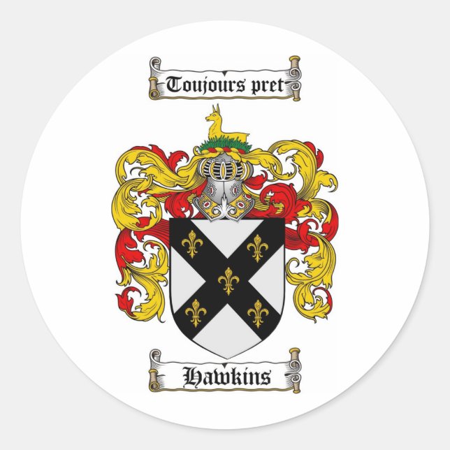 STICKER ROND HAWKINS FAMILLE CREST - HAWKINS COAT D'ARMES (Devant)