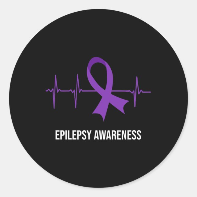 Sticker Rond Hearbeat Ecg Design Epilepsy Awareness (Devant)
