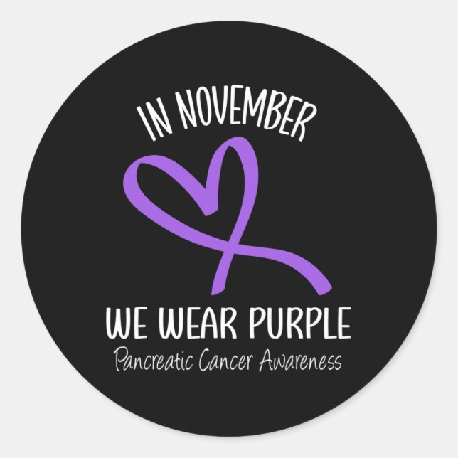 Sticker Rond Hearbeat Purple Ribbon Pancreatic Cancer Awards (Devant)