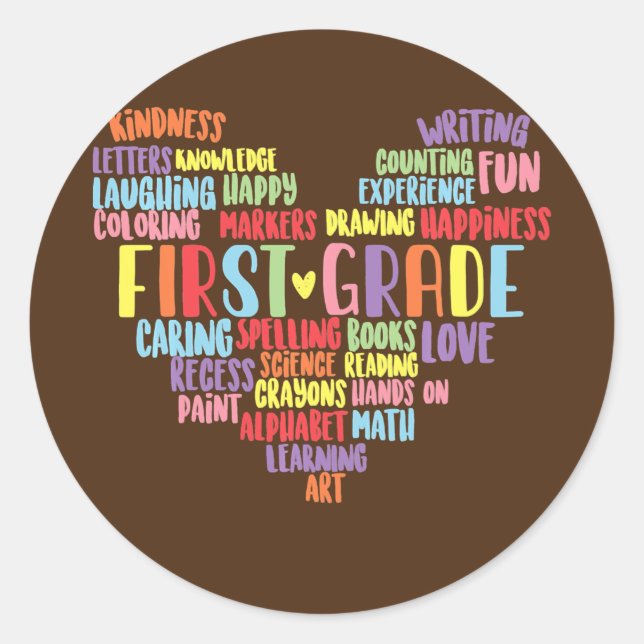 Sticker Rond Heart de Premier Grade (Devant)