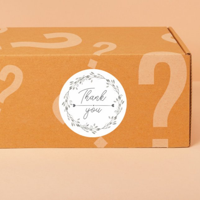 Sticker Rond heart Leaf Wreath Thank You business parcel (Créateur téléchargé)