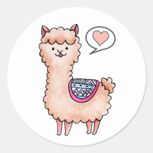 Sticker Rond Heart Llama (Devant)