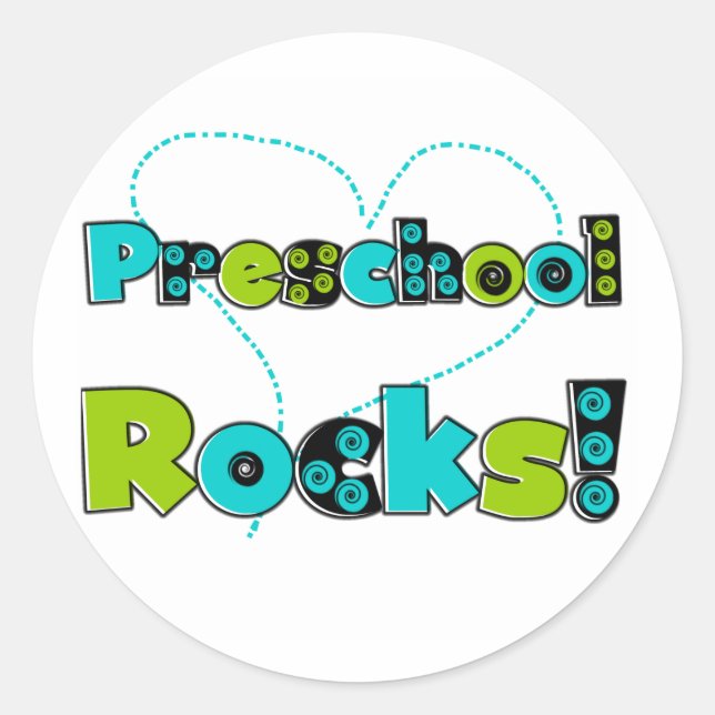 Sticker Rond Heart Preschool Rocks (Devant)