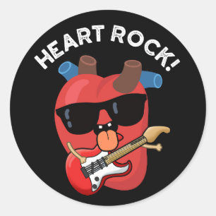 Sticker Rond Heart Rock Funny Music Pun Dark BG