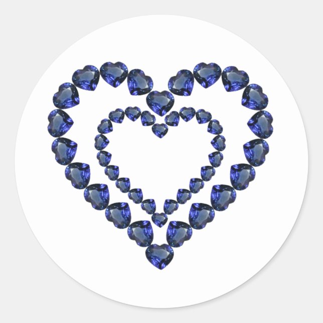 Sticker Rond Heart Sapphire Gemstone (Devant)