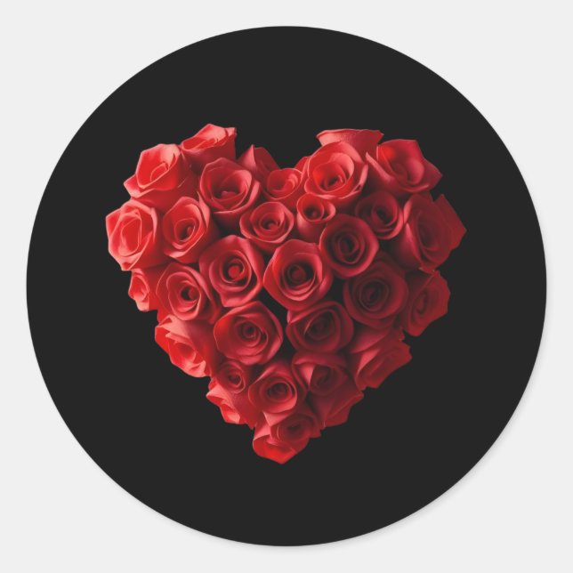 Sticker Rond Heart Shaped Red Roses- (Devant)
