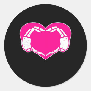 Sticker Rond Heart Skeleton mains gothique Valentine classique