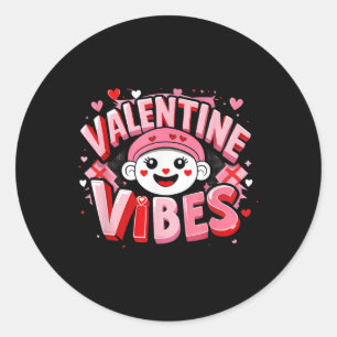 Sticker Rond Heart Valentine Vibes Super À damiers Hommes Femme