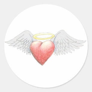 Sticker Rond Heart Wing Halo