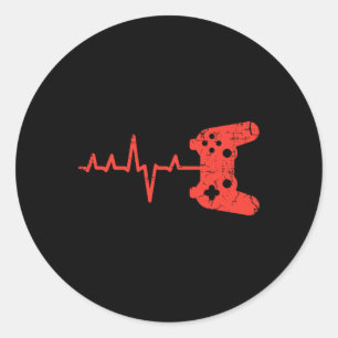 Sticker Rond Heartbeart Game Controller Vidéo Jeu Hommes Garçon