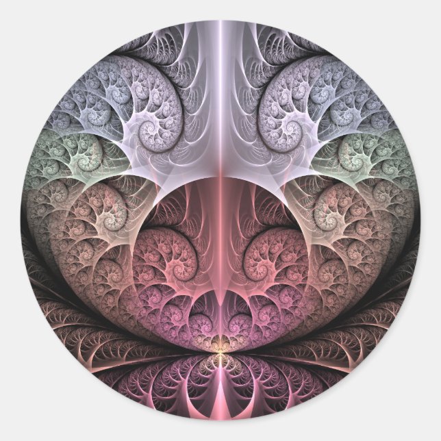 Sticker Rond Heartbeat, Abstrait surreal Imaginaire Fractal Art (Devant)
