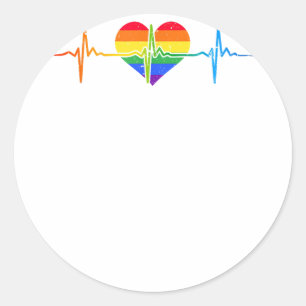 Sticker Rond Heartbeat Gay LGBTQ Heartbeat Lovely Pride Lesbian