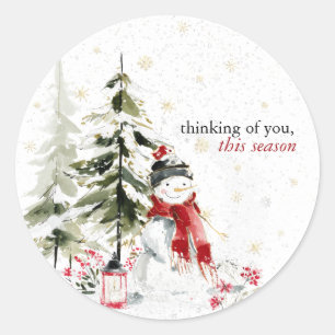 Sticker Rond Hearthlight Notes Hiver Cosy Bonhomme de Neige Per