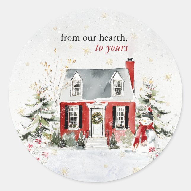 Sticker Rond Hearthlight Notes Hiver Maison Cosy Personnalisée (Devant)