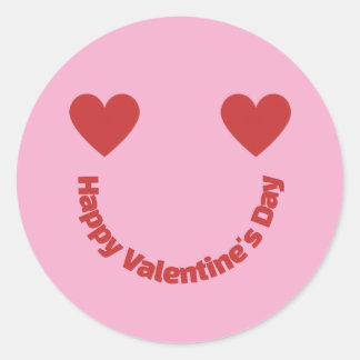 Sticker Rond Hearts Smile Happy Valentine's Day Message