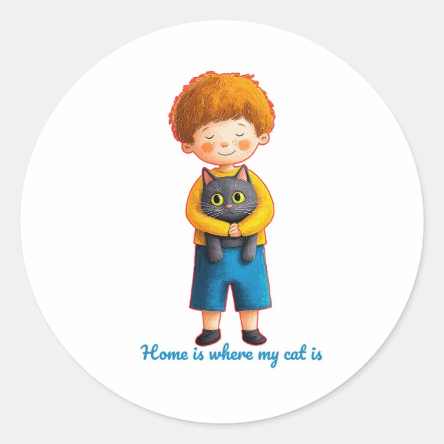 Sticker Rond  Heartwarming Feline Love (Devant)