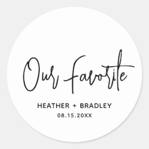 Sticker Rond Heather Elegant noir blanc minimaliste Mariage mod
