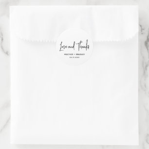 Sticker Rond Heather Elegant noir blanc minimaliste Mariage mod