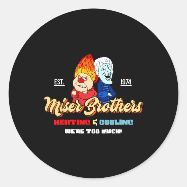 Sticker Rond Heating And Cooling Brothers Christmas Retro  (Devant)