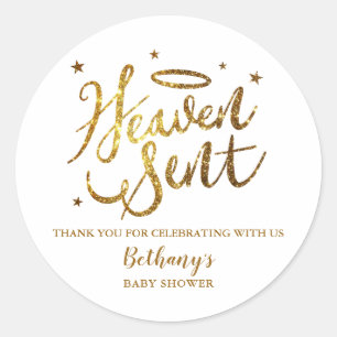Sticker Rond Heaven a envoyé Gold Parties scintillant Baby show