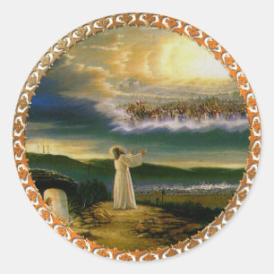 Sticker Rond Heavens accueillant Embrasser Jésus à Dusk