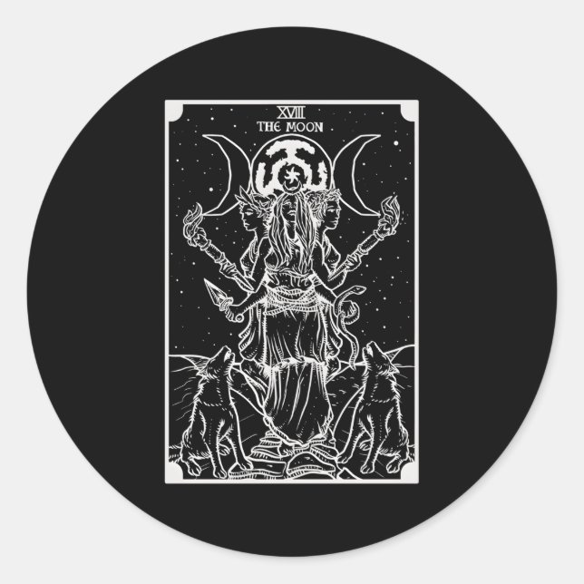 Sticker Rond Hecate Triple Moon Goddess Witch Hekate Wheel Taro (Devant)