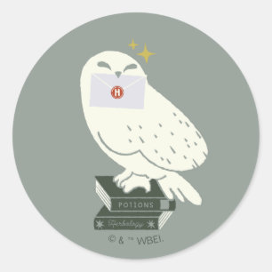 Sticker Rond Hedwig avec lettre dessin fantaisiste